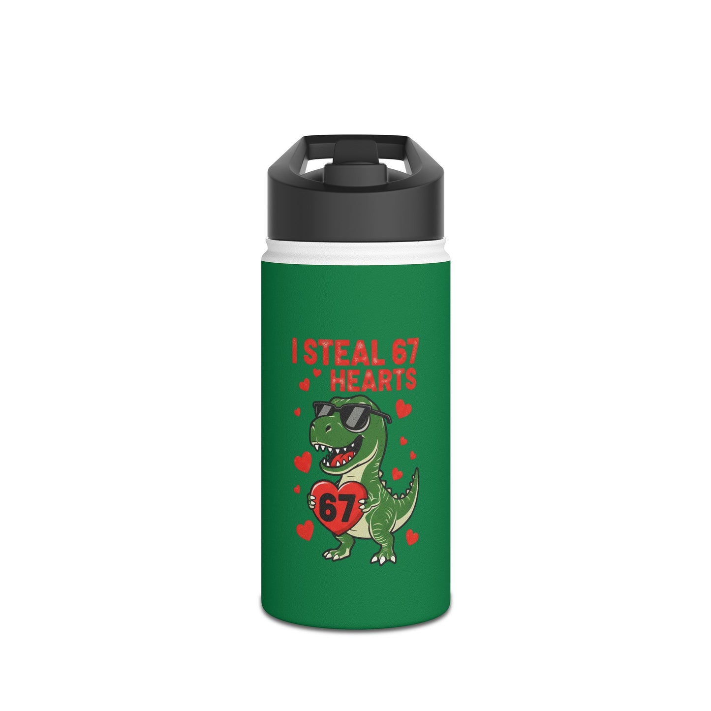 67th Birthday T-Rex Water Bottle — I Steal 67 Hearts Stainless Steel Bottle