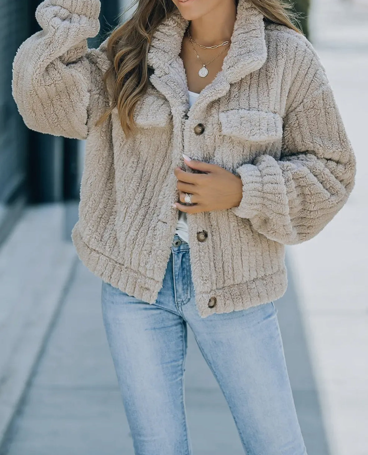 Plush Fleece Button Up Jacket