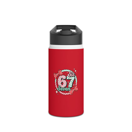 67th Birthday Water Bottle – 'Sixty Seven' Retro Floral Stainless Steel Bottle