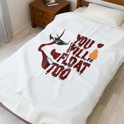 Creepy IT-Inspired Velveteen Plush Blanket | Halloween Decor, Cozy Gift, Movie Night, Scary Vibes, Unique Home Accessory