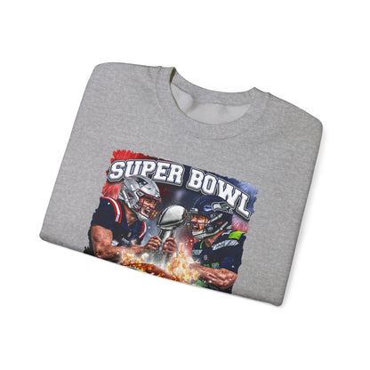 Super Bowl Patriots vs Seahawks Crewneck Sweatshirt - Football Game Day Fan Pullover