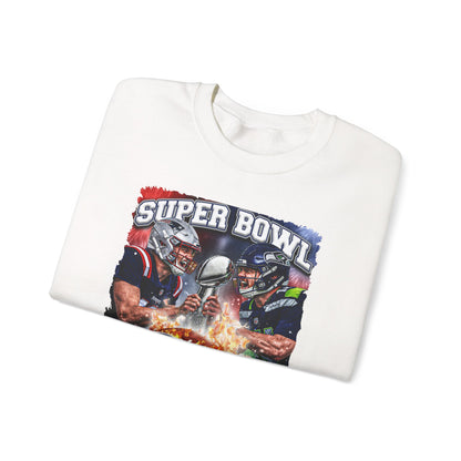 Super Bowl Patriots vs Seahawks Crewneck Sweatshirt - Football Game Day Fan Pullover