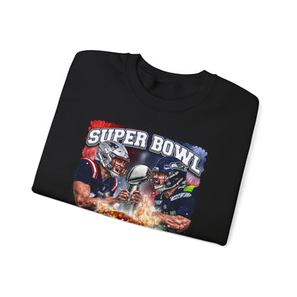 Super Bowl Patriots vs Seahawks Crewneck Sweatshirt - Football Game Day Fan Pullover