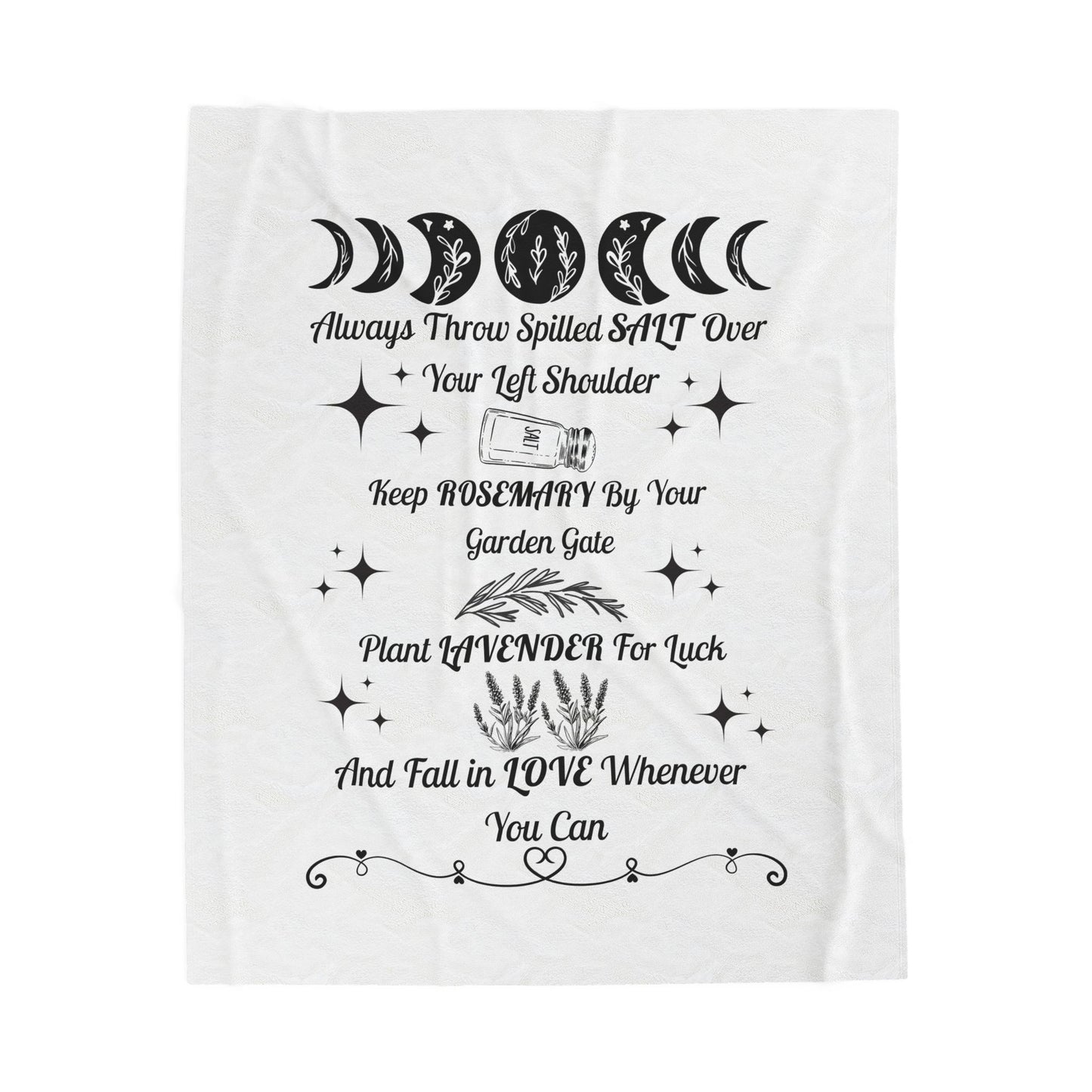 Boho Velvet Throw Blanket with Positive Affirmation Quotes, Cozy Home Decor, Gift for Her, Astrology Lover, Housewarming Present