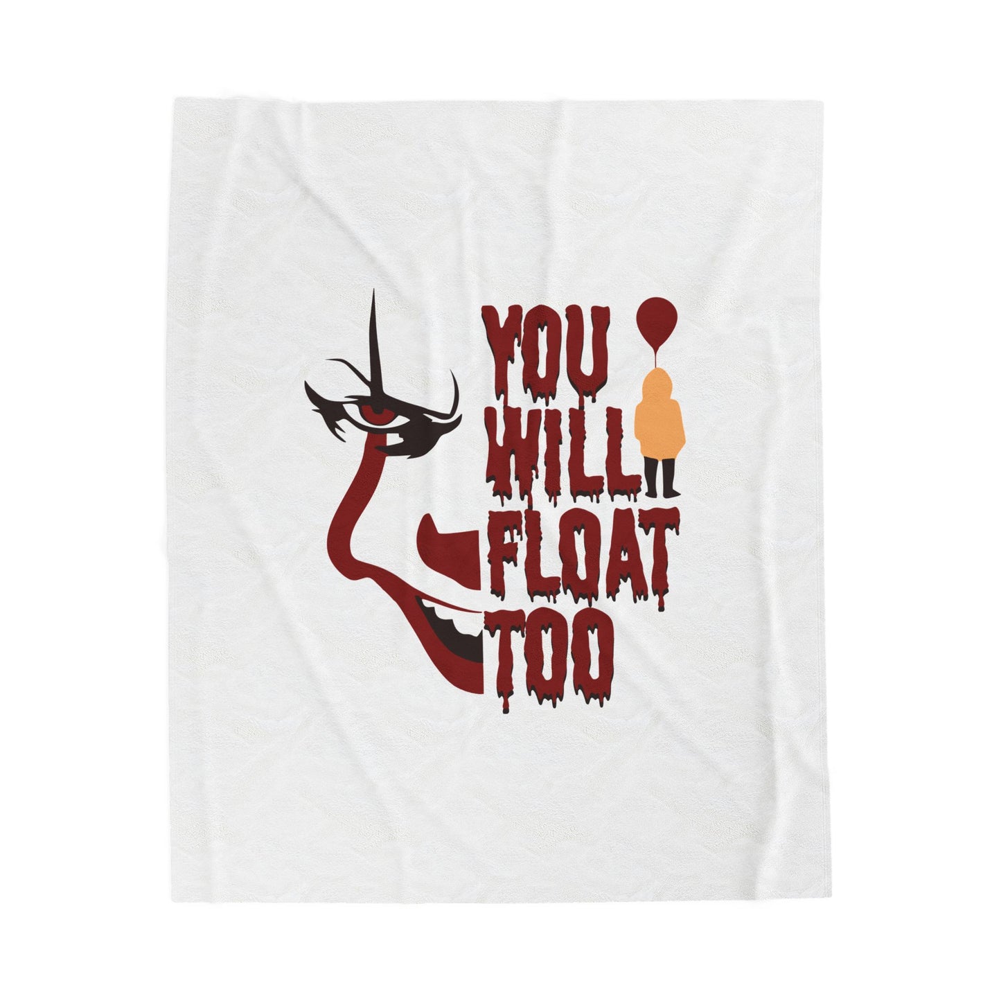 Creepy IT-Inspired Velveteen Plush Blanket | Halloween Decor, Cozy Gift, Movie Night, Scary Vibes, Unique Home Accessory