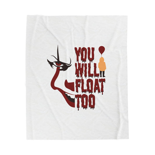 Creepy IT-Inspired Velveteen Plush Blanket | Halloween Decor, Cozy Gift, Movie Night, Scary Vibes, Unique Home Accessory