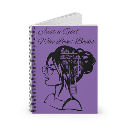 Just a Girl Who Loves Books Spiral Notebook — Purple Literary Journal for Readers & Students