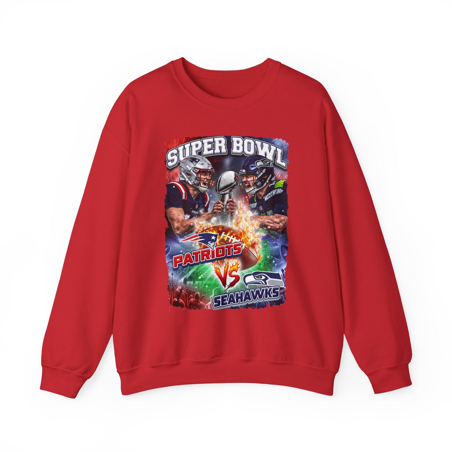 Super Bowl Patriots vs Seahawks Crewneck Sweatshirt - Football Game Day Fan Pullover