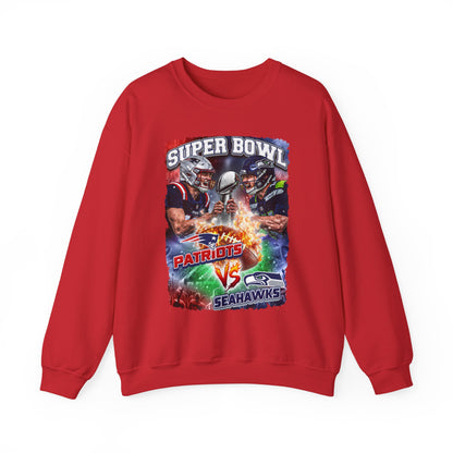Super Bowl Patriots vs Seahawks Crewneck Sweatshirt - Football Game Day Fan Pullover