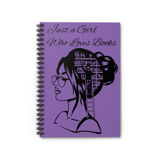 Just a Girl Who Loves Books Spiral Notebook — Purple Literary Journal for Readers & Students