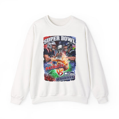 Super Bowl Patriots vs Seahawks Crewneck Sweatshirt - Football Game Day Fan Pullover