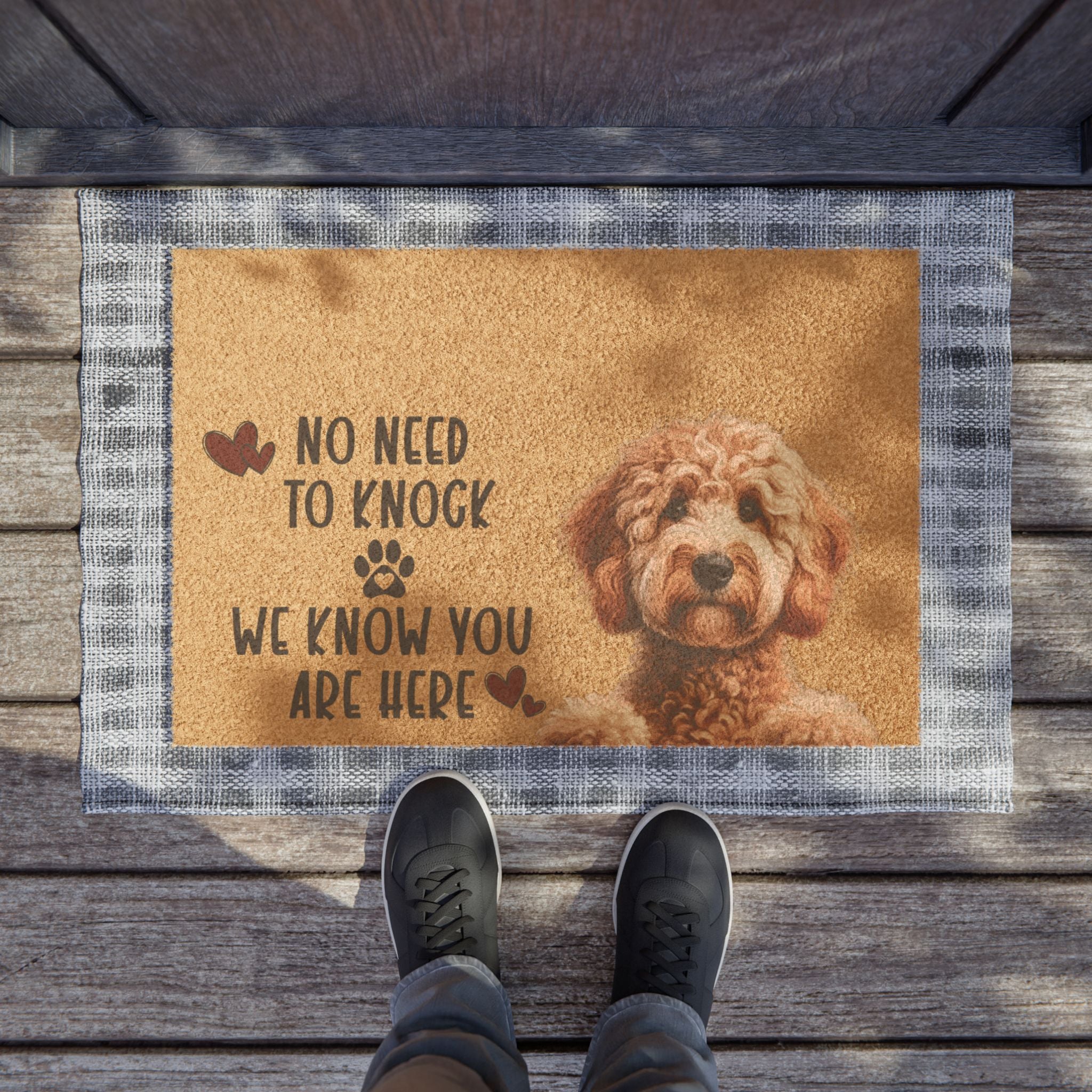 Doormat - “No Need to Knock We Know You Are Here” Dog Welcome Coir Mat
