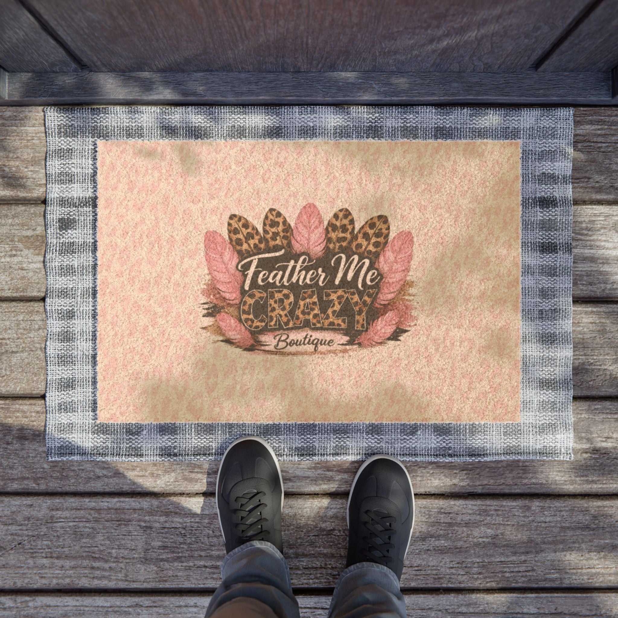 Feather Me Boutique Leopard Feather Doormat