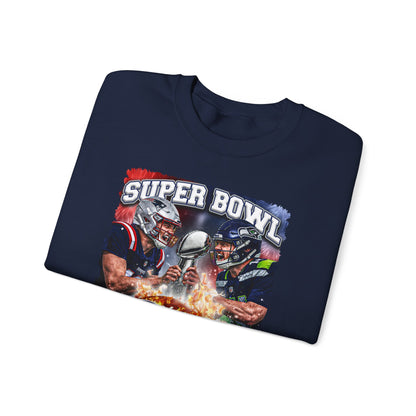 Super Bowl Patriots vs Seahawks Crewneck Sweatshirt - Football Game Day Fan Pullover