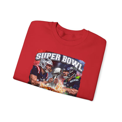 Super Bowl Patriots vs Seahawks Crewneck Sweatshirt - Football Game Day Fan Pullover