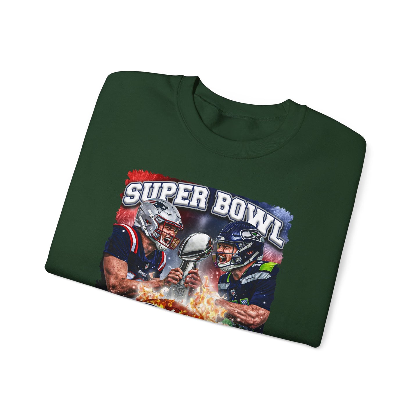Super Bowl Patriots vs Seahawks Crewneck Sweatshirt - Football Game Day Fan Pullover