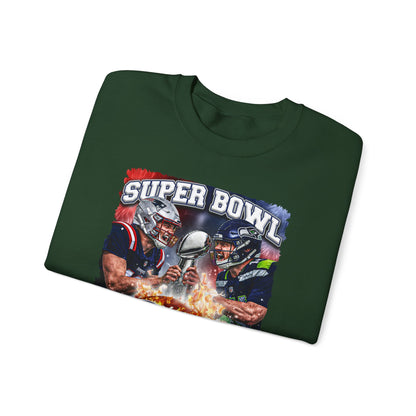 Super Bowl Patriots vs Seahawks Crewneck Sweatshirt - Football Game Day Fan Pullover
