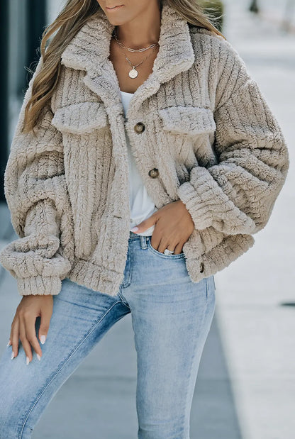 Plush Fleece Button Up Jacket