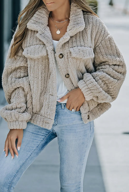 Plush Fleece Button Up Jacket